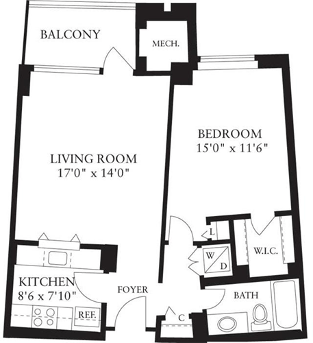 1 bed, 1 bath, 665 sqft, $2,312