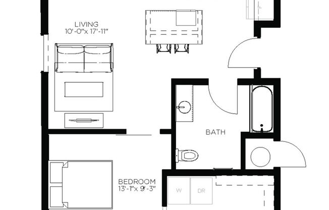 1 bed, 1 bath, 665 sqft, $1,325