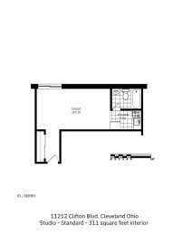 Studio, 1 bath, 311 sqft, $673