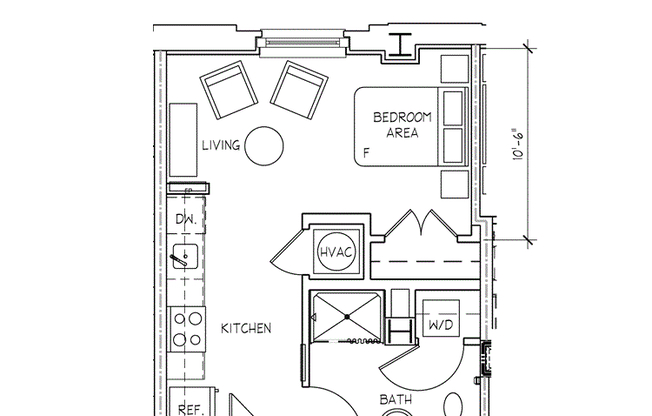Studio, 1 bath, 518 sqft, $1,213