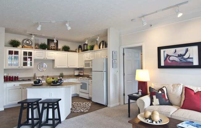 Dining and living room at The Charleston Apartments , Columbus, 43221