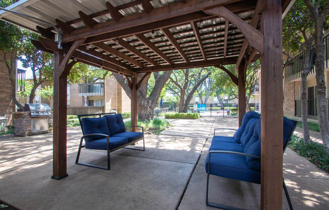 This is a photo of the pergola near the pool area at Preston Park Apartments in Dallas, TX