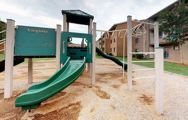 Playground structure and slide at Gainsborough Court Apartments, Virginia