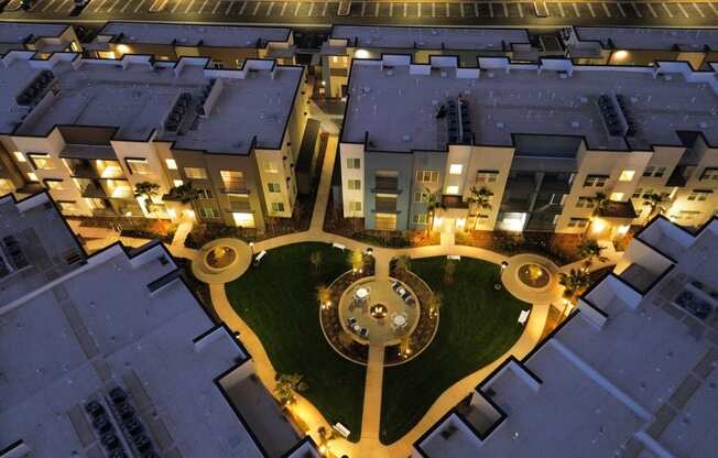 a view of the campus from above at night  at Westbury Apartments, Rancho Cucamonga, California