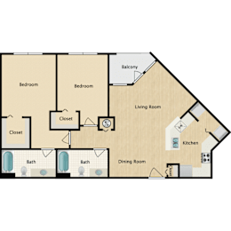 2 beds, 2 baths, 1,132 sqft, $1,725