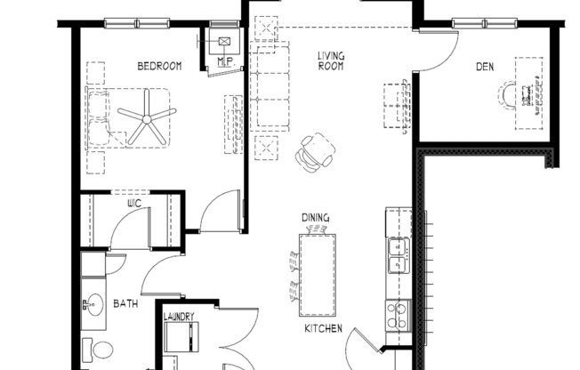 1 bed, 1 bath, 911 sqft, $1,750, Unit 203