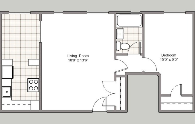 1 bed, 1 bath, 600 sqft, $1,400, Unit 306