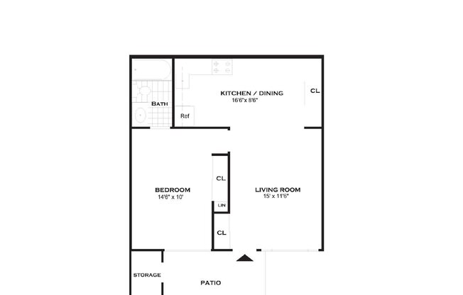 1 bed, 1 bath, 576 sqft, $2,242