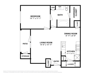 1 bed, 1 bath, 772 sqft, $1,121