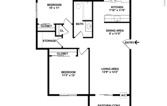 2 beds, 1 bath, 835 sqft, $1,548