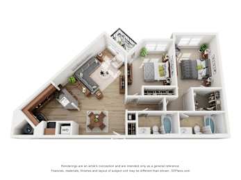 2 beds, 2 baths, 1,061 sqft, $1,951