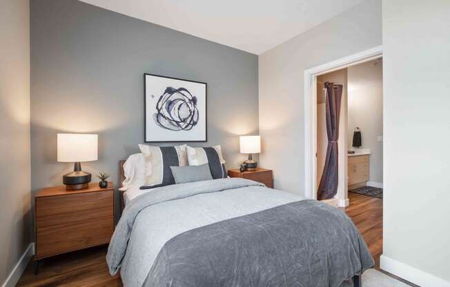 Bedroom With Closet at The Pacifica Apartments, Tacoma, WA, 98409