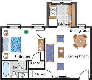 1 bed, 1 bath, 557 sqft, $2,125