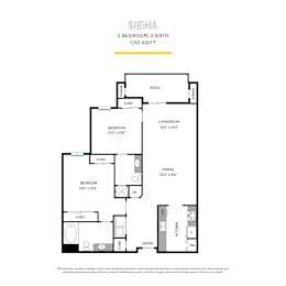 2 beds, 2 baths, 1,110 sqft, $3,340