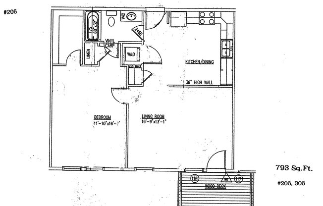 1 bed, 1 bath, 709 sqft, $975, Unit 206