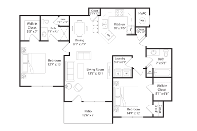 2 beds, 2 baths, 1,166 sqft, $1,440