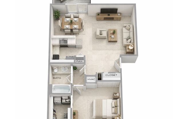 1 bed, 1 bath, 725 sqft, $1,199, Unit D307