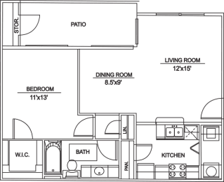 1 bed, 1 bath, 723 sqft, $1,224