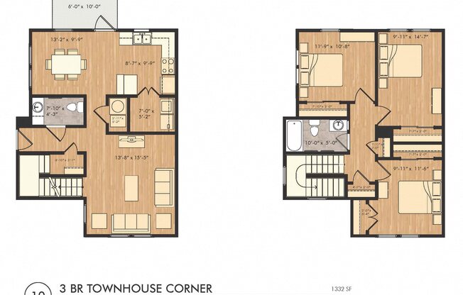 3 beds, 2.5 baths, 1,332 sqft, $1,380