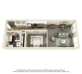 1 bed, 1 bath, 601 sqft, $2,065