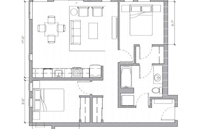 2 beds, 1 bath, 881 sqft, $3,050, Unit 416