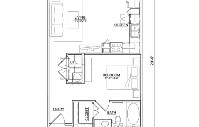 Studio, 1 bath, 590 sqft, $1,475