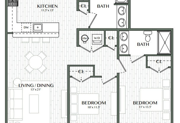 2 beds, 1 bath, 1,182 sqft, $2,950