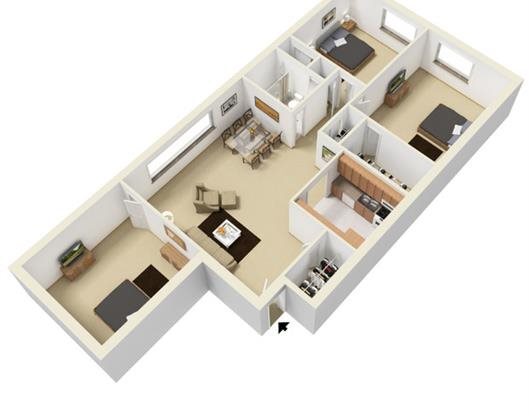 3 beds, 1 bath, 950 sqft, $1,093