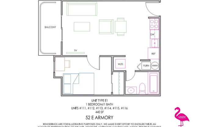 1 bed, 1 bath, 457 sqft, $1,150