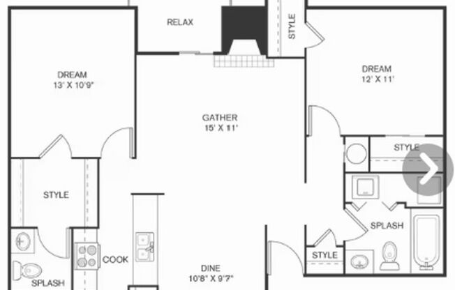 2 beds, 2 baths, 1,005 sqft, $871, Unit 1321