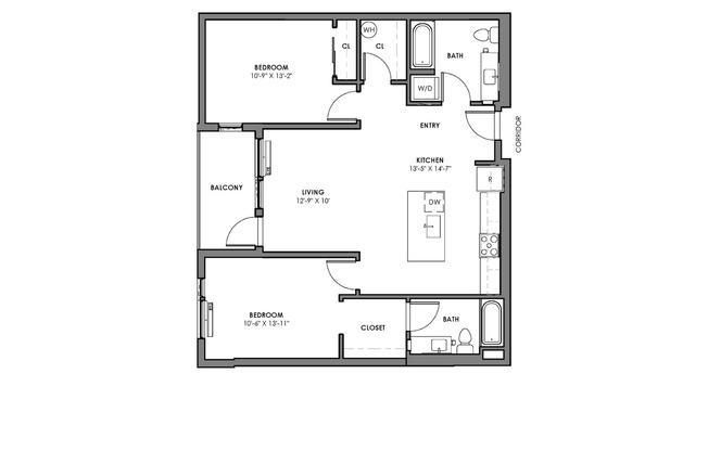 2 beds, 2 baths, 938 sqft, $2,325, Unit 208