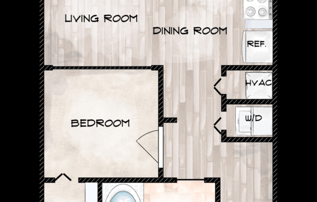1 bed, 1 bath, 590 sqft, $1,373