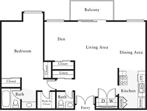 1 bed, 1 bath, 1,011 sqft, $3,109