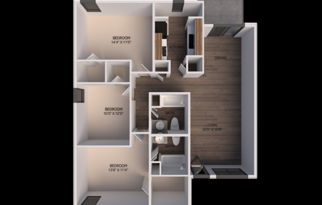 3 beds, 2 baths, 1,265 sqft, $1,250