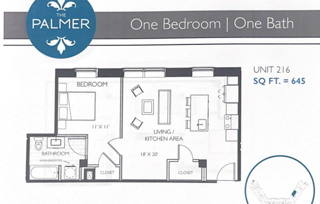 1 bed, 1 bath, 642 sqft, $1,688, Unit 216