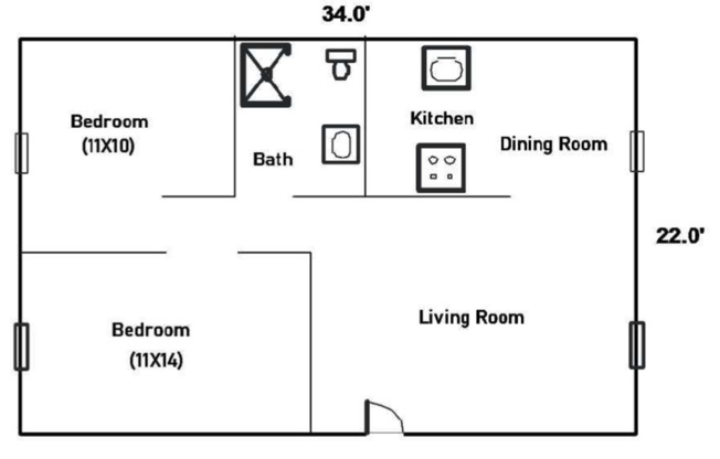 2 beds, 1 bath, 748 sqft, $1,521