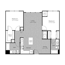 2 beds, 2 baths, 1,112 sqft, $3,828
