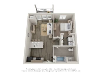1 bed, 1 bath, 683 sqft, $1,303
