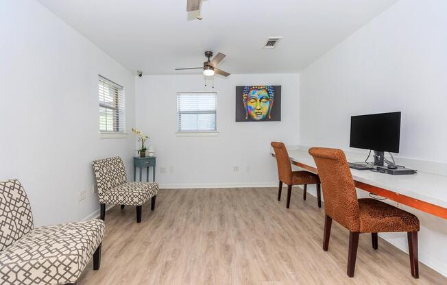 a living room with a wooden floor