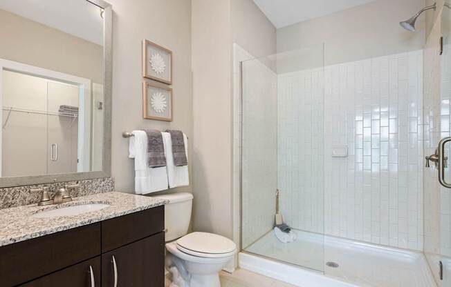Marshall Park apartments on the Greenway - Modern bathrooms with glass enclosed showers