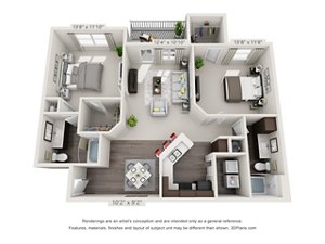 2 beds, 2 baths, 1,117 sqft, $1,750