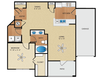 1 bed, 1 bath, 875 sqft, $1,542