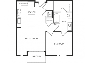 1 bed, 1 bath, 738 sqft, $1,590
