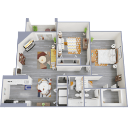 2 beds, 2 baths, 1,047 sqft, $1,329