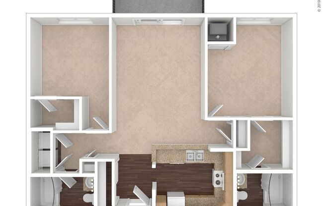 2 beds, 2 baths, 1,020 sqft, $1,800