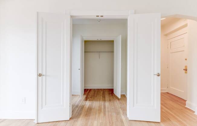 hallway closet at the dahlia apartments in washington dc