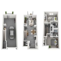 2 beds, 2.5 baths, 1,308 sqft, $2,537