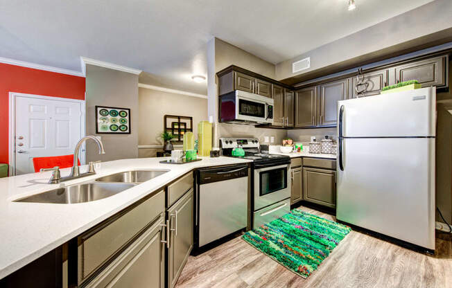 updated kitchen with stainless steel appliances