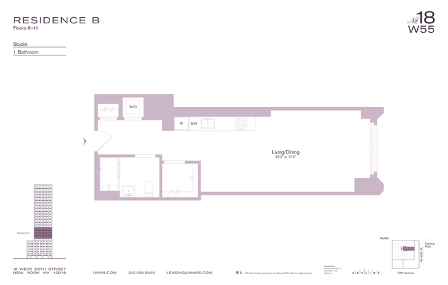 Studio, 1 bath, $5,550, Unit 11B