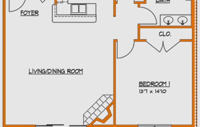1 bed, 1 bath, 963 sqft, $1,275, Unit 33